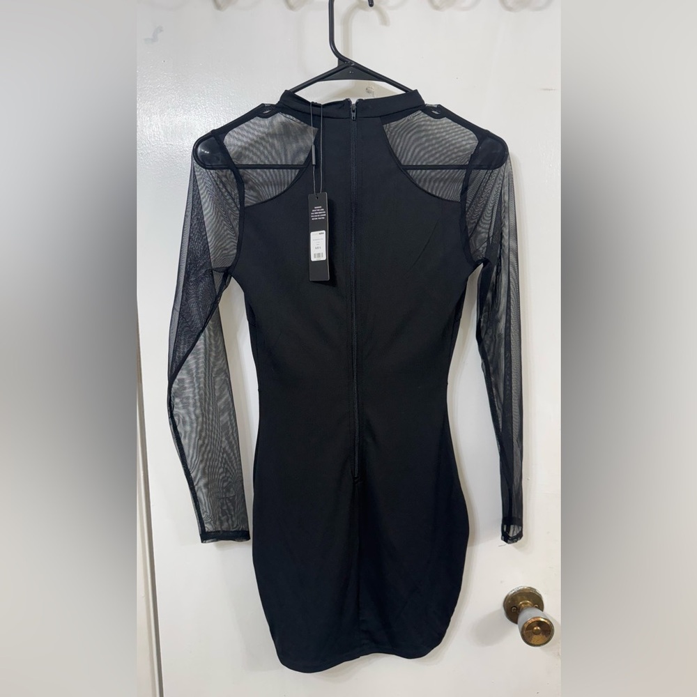 3 for $50 Fashion Nova Black Mesh Mini Dress - Picture 2 of 4